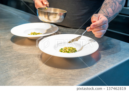 Chef Serving food in the kitchen Chef Serving food in the kitchen 137462819
