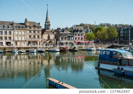 Charming street in Honfleur, Normandy, France Charming street in Honfleur, Normandy, France 137462897