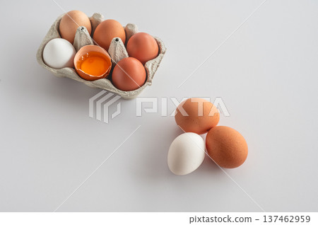 Organic Eggs with Visible Yolk Organic Eggs with Visible Yolk 137462959
