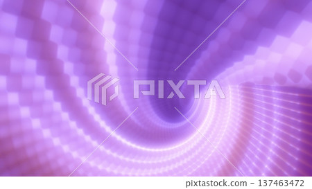 Abstract glowing tunnel of violet and lavender cubes 137463472