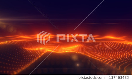Abstract orange energy surface with magic waves of particles and points with an endation background of blur and glow with an abstract background Abstract orange energy surface with magic waves of particles and points with an endation background of blur and glow with an abstract background 137463483
