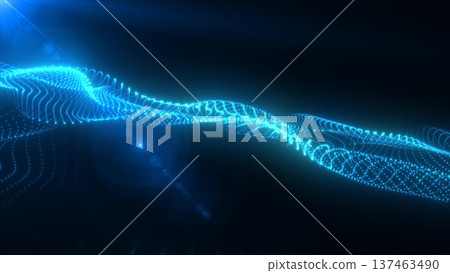 Abstract blue glowing waves from particles and dots energy magical futuristic hi-tech, abstract background Abstract blue glowing waves from particles and dots energy magical futuristic hi-tech, abstract background 137463490