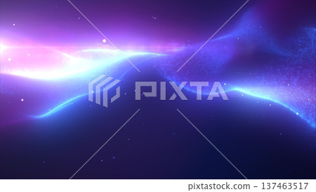 Blue energy glowing magic waves high-tech digital iridescent liquid plasma with light rays lines and energy particles. Abstract background Blue energy glowing magic waves high-tech digital iridescent liquid plasma with light rays lines and energy particles. Abstract background 137463517