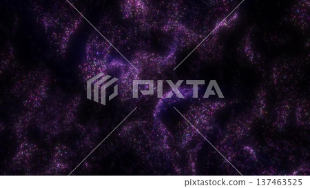 Shimmering purple glowing particle swirls creating a surreal cosmic design 137463525