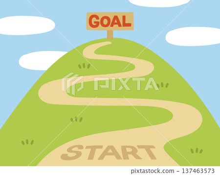A road from the start to the goal using a mountain path. Goal achievement concept illustration 137463573