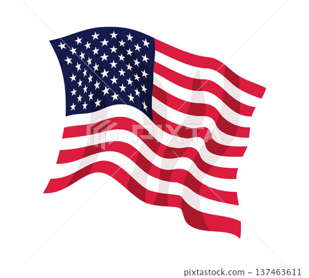 USA waving flag. American national symbol isolated on white background. Banner design element USA waving flag. American national symbol isolated on white background. Banner design element 137463611