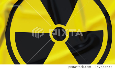 Radiation Hazard Warning Symbol On Yellow Safety Background 3d render. 137464632