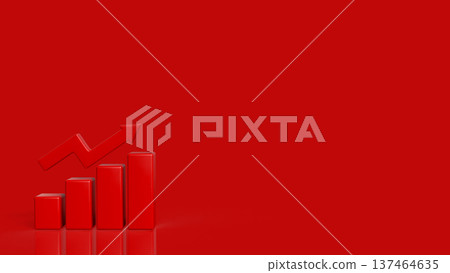 Red Financial Growth Chart With Upward Arrow Business Success Concept 3d render. Red Financial Growth Chart With Upward Arrow Business Success Concept 3d render. 137464635