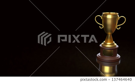 Golden Trophy Award Symbol Of Victory And Achievement Concept 3d render. Golden Trophy Award Symbol Of Victory And Achievement Concept 3d render. 137464640