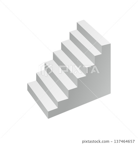 Isometric staircase illustration in grey tones. Clean vector concept. Isometric staircase illustration in grey tones. Clean vector concept. 137464657