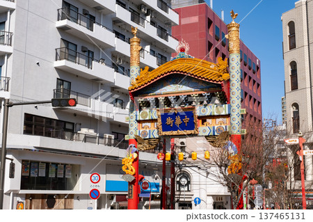 橫濱中華街的朱雀門(南門) 橫濱中華街的朱雀門(南門) 137465131