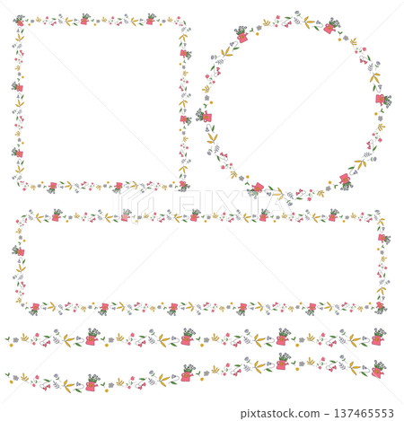 Cute Hand Drawn Floral Doodle Boarder line. 137465553