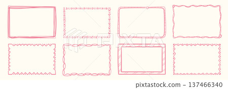 Frame Border Set Handdrawn Doodle 137466340