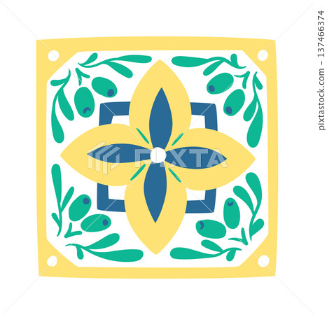 Floral Mediterranean Porcelain Tile Olive Pottery Floral Mediterranean Porcelain Tile Olive Pottery 137466374