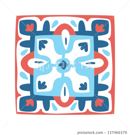 Mediterranean Folk Porcelain Tile Pottery Floral 137466379