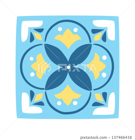 Floral Mediterranean Porcelain Tile Pottery Floral Mediterranean Porcelain Tile Pottery 137466438