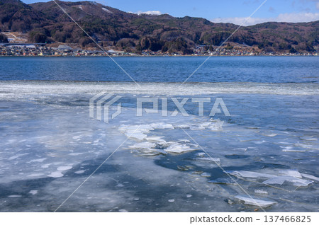 Ice formations on Lake Suwa 137466825