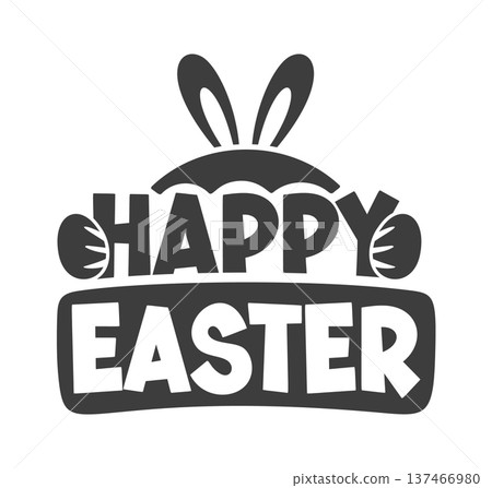 Happy Easter playful decorative typography Happy Easter playful decorative typography 137466980