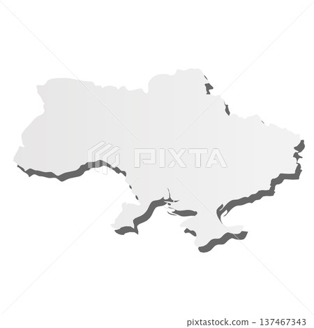 Ukraine - grey 3d-like silhouette map of country area with dropped shadow. Simple flat vector illustration. Ukraine - grey 3d-like silhouette map of country area with dropped shadow. Simple flat vector illustration. 137467343