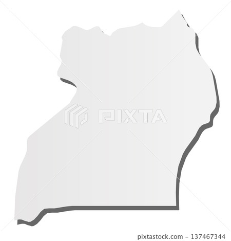 Uganda - grey 3d-like silhouette map of country area with dropped shadow. Simple flat vector illustration. Uganda - grey 3d-like silhouette map of country area with dropped shadow. Simple flat vector illustration. 137467344