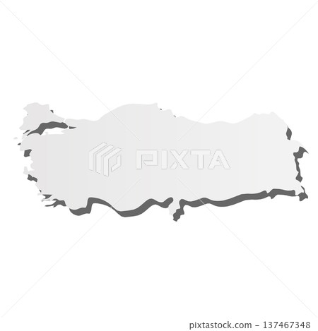 Turkey - grey 3d-like silhouette map of country area with dropped shadow. Simple flat vector illustration. Turkey - grey 3d-like silhouette map of country area with dropped shadow. Simple flat vector illustration. 137467348