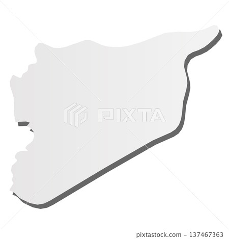 Syria - grey 3d-like silhouette map of country area with dropped shadow. Simple flat vector illustration. 137467363