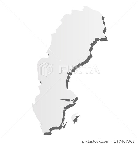 Sweden - grey 3d-like silhouette map of country area with dropped shadow. Simple flat vector illustration. Sweden - grey 3d-like silhouette map of country area with dropped shadow. Simple flat vector illustration. 137467365
