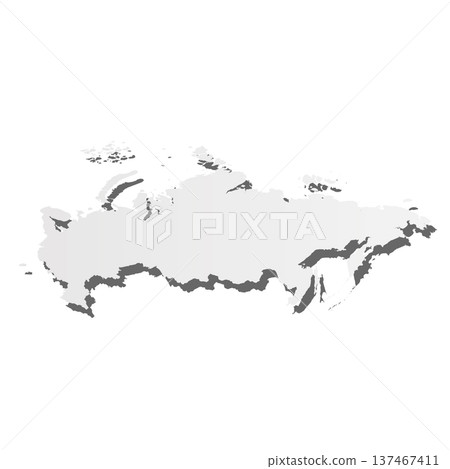 Russia - solid black silhouette map of country area. Simple flat vector illustration. 137467411