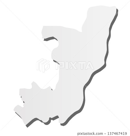 Republic of the Congo, former Zaire - grey 3d-like silhouette map of country area with dropped shadow. Simple flat vector illustration. 137467419