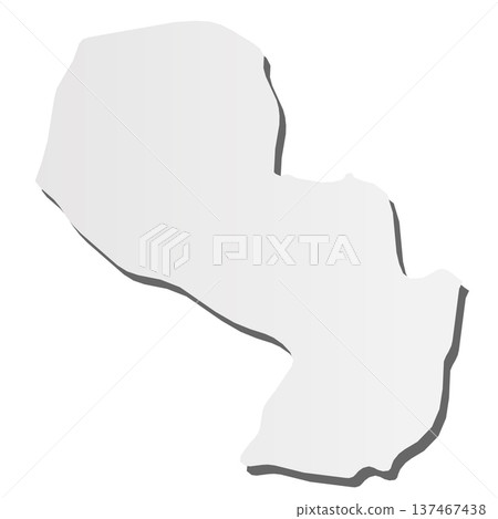 Paraguay - grey 3d-like silhouette map of country area with dropped shadow. Simple flat vector illustration. Paraguay - grey 3d-like silhouette map of country area with dropped shadow. Simple flat vector illustration. 137467438