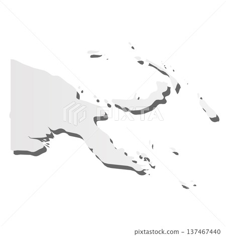Papua New Guinea - grey 3d-like silhouette map of country area with dropped shadow. Simple flat vector illustration. 137467440