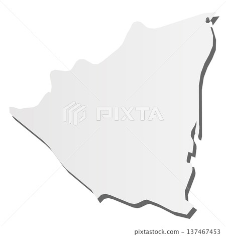Nicaragua - grey 3d-like silhouette map of country area with dropped shadow. Simple flat vector illustration. 137467453