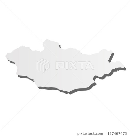Mongolia - grey 3d-like silhouette map of country area with dropped shadow. Simple flat vector illustration. 137467473