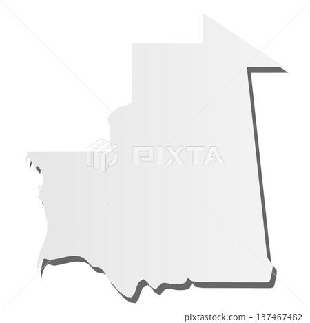 Mauritania - grey 3d-like silhouette map of country area with dropped shadow. Simple flat vector illustration. 137467482