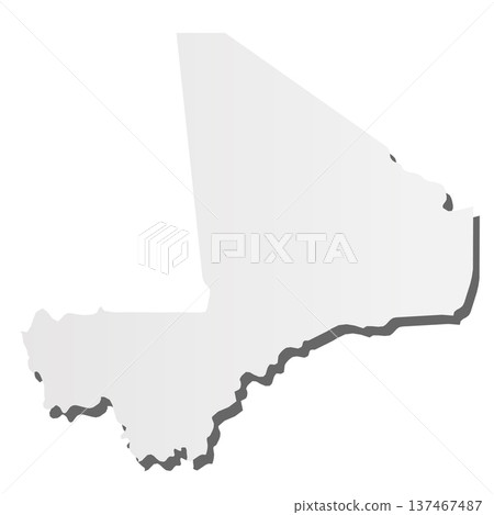 Mali - grey 3d-like silhouette map of country area with dropped shadow. Simple flat vector illustration. Mali - grey 3d-like silhouette map of country area with dropped shadow. Simple flat vector illustration. 137467487