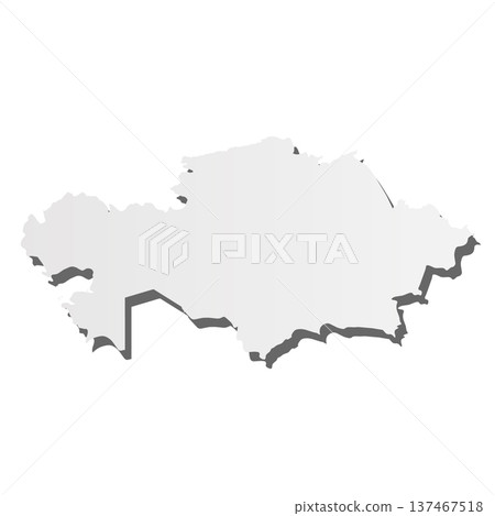 Kazakhstan - grey 3d-like silhouette map of country area with dropped shadow. Simple flat vector illustration. 137467518