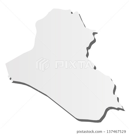 Iraq - grey 3d-like silhouette map of country area with dropped shadow. Simple flat vector illustration. 137467529
