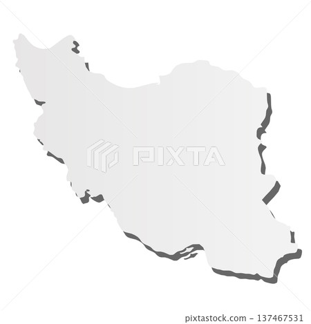 Iran - grey 3d-like silhouette map of country area with dropped shadow. Simple flat vector illustration. 137467531
