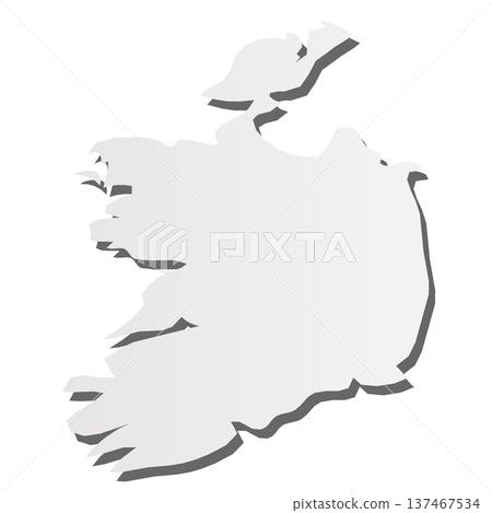 Ireland - grey 3d-like silhouette map of country area with dropped shadow. Simple flat vector illustration. Ireland - grey 3d-like silhouette map of country area with dropped shadow. Simple flat vector illustration. 137467534
