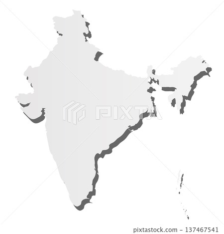 India - grey 3d-like silhouette map of country area with dropped shadow. Simple flat vector illustration. India - grey 3d-like silhouette map of country area with dropped shadow. Simple flat vector illustration. 137467541