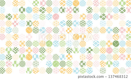 [Spring background material] Colorful Japanese pattern illustrations of traditional motifs 137468312
