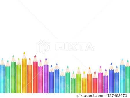 色彩鮮豔的水彩風格色鉛筆畫框 137468670