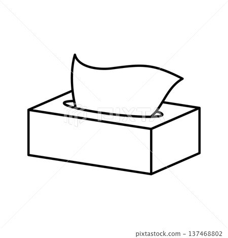 Simple line drawing icon of box of tissues 137468802