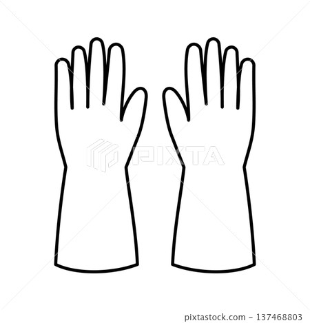 Simple line drawing icon of rubber gloves 137468803