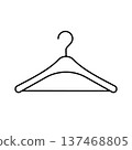 Simple line drawing icon of clothes hanger 137468805