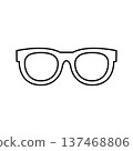 Simple line drawing icon of round glasses 137468806