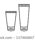 Simple line drawing icons of tube containers of different sizes 137468807
