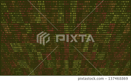 Autumnal Data Pulse - Radiating Binary Grid in Crimson and Olive Autumnal Data Pulse - Radiating Binary Grid in Crimson and Olive 137468869