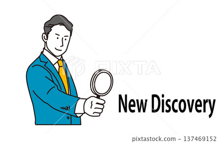 Illustration of a male businessman holding a magnifying glass Illustration of a male businessman holding a magnifying glass 137469152