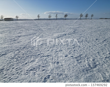 Aerial view of Fairy Tale Hill, a scenic winter spot in Ozora Town Aerial view of Fairy Tale Hill, a scenic winter spot in Ozora Town 137469292